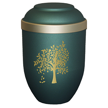 Urne med motiv av tre fra Jølstad begravelsesbyrå